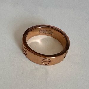 LOVE ring size 9 rose gold (750) stamped with Screw Motifs, engraved edge Love